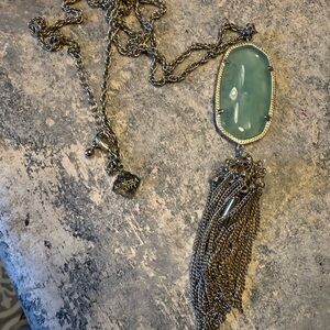 Kendra Scott Silver Necklace with Blue Pendant